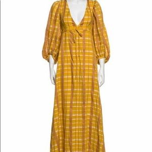 STAUD brand yellow plaid prairie dress